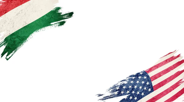Флаги Венгрии и США на белом фоне — стоковое фото